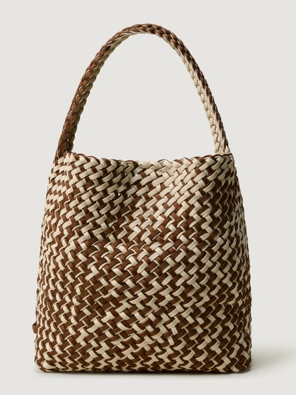 ✨NAGHEDI✨ Medium Woven Two-Tone Brown and Cream Shoulder Bag